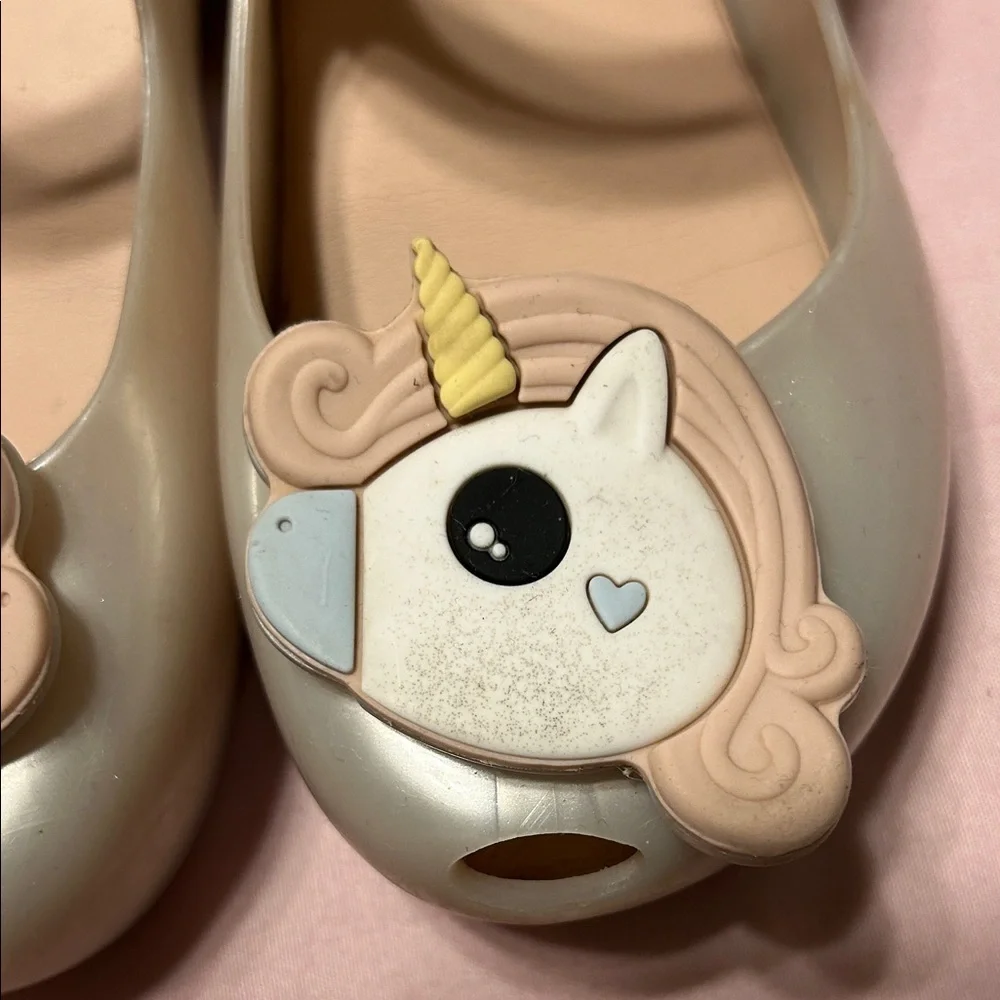 Mini Melissa Cream Unicorn Shoes size 12 GUC